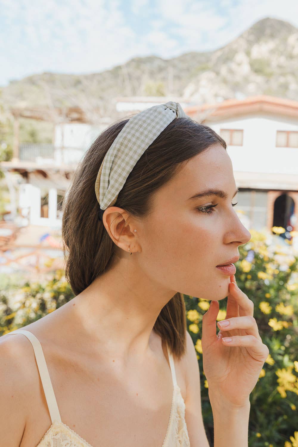 Gingham Pique Woven Knot Headband 🌼