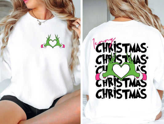 Christmas with grinch hands