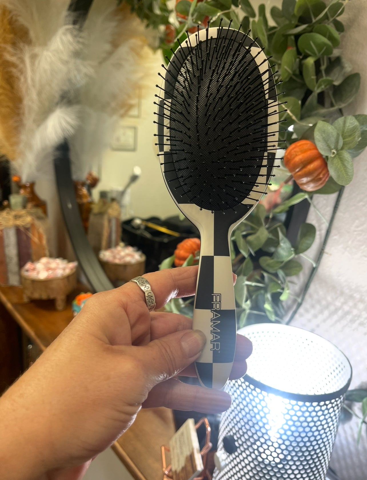 Framar checkered print hair brush