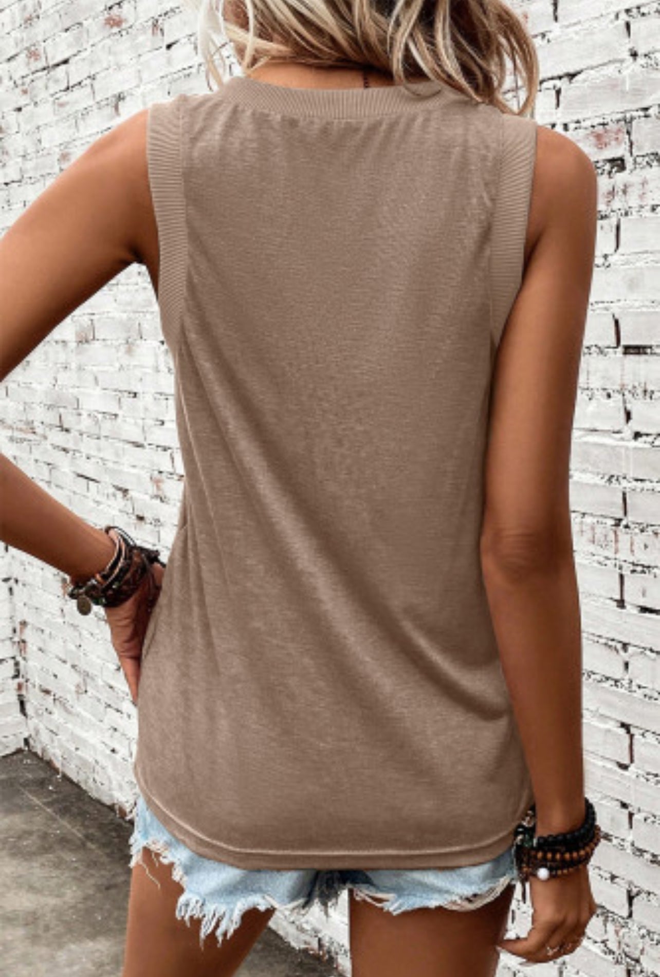 Ribbed V Neck Tank