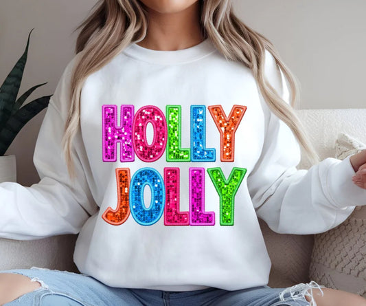 Faux glitter holly jolly