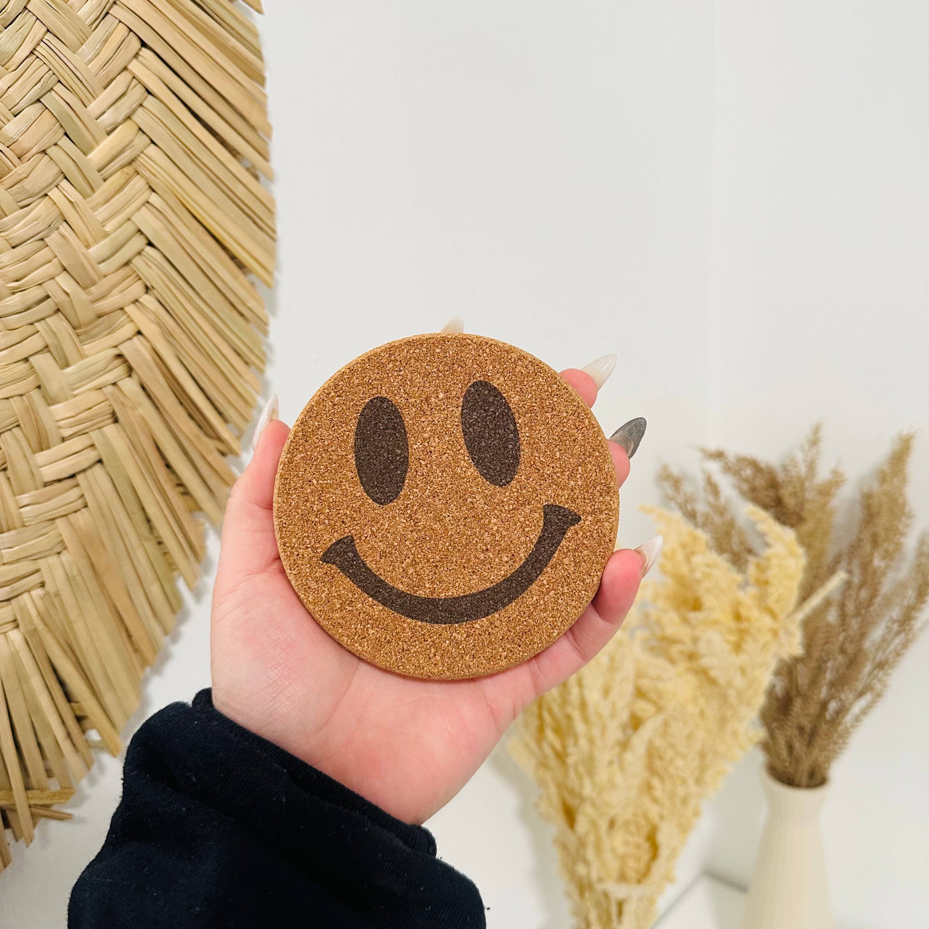 Drink Cork Coaster | Coffee Coaster | Smiley Face Coaster