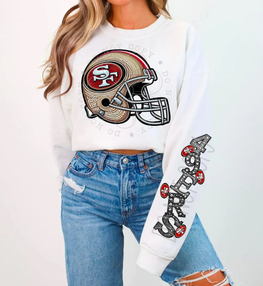 49ERS HELMENT CREWNECK