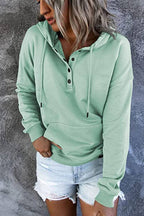 LONG-SLEEVE LOOSE HOODED DRAWSTRING POCKET HOODIE