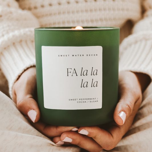 Fa La La La La 15 oz Soy Candle, Matte Jar- Home Decor