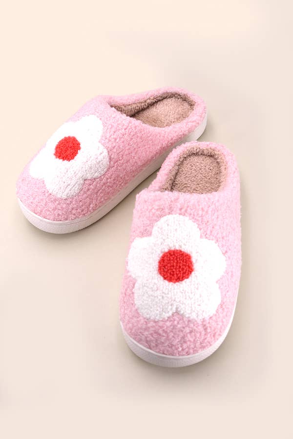 SOFT PLUSH SMILEY RAINBOW WARM SLIPPERS