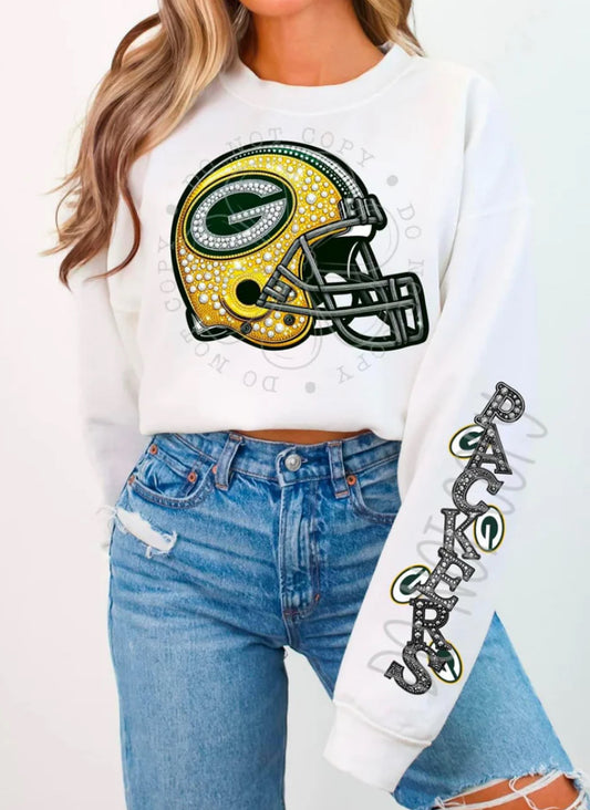 PACKERS HELMET CREWNECK