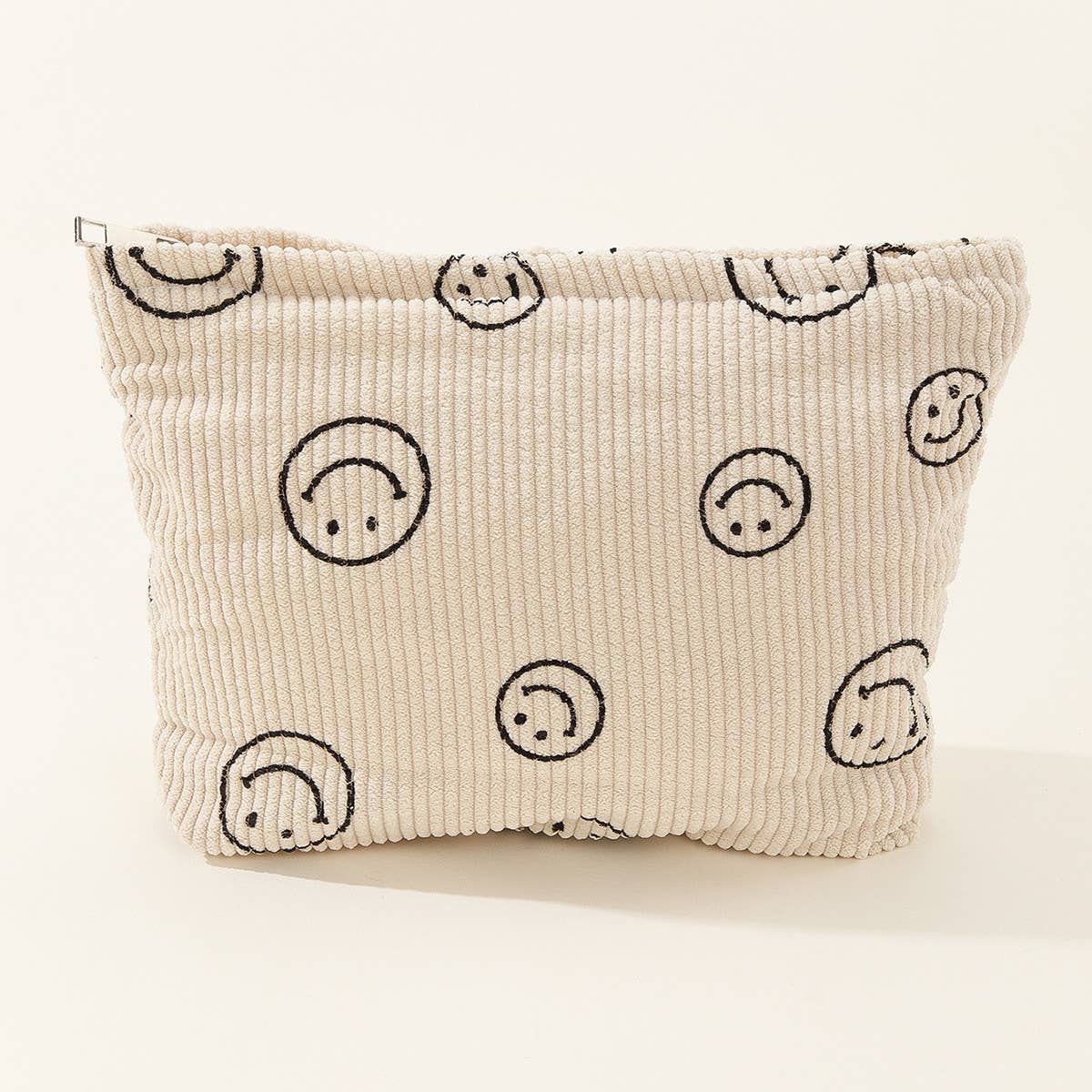 SIMPLE SMILEY FACE LARGE COSMETIC BAG