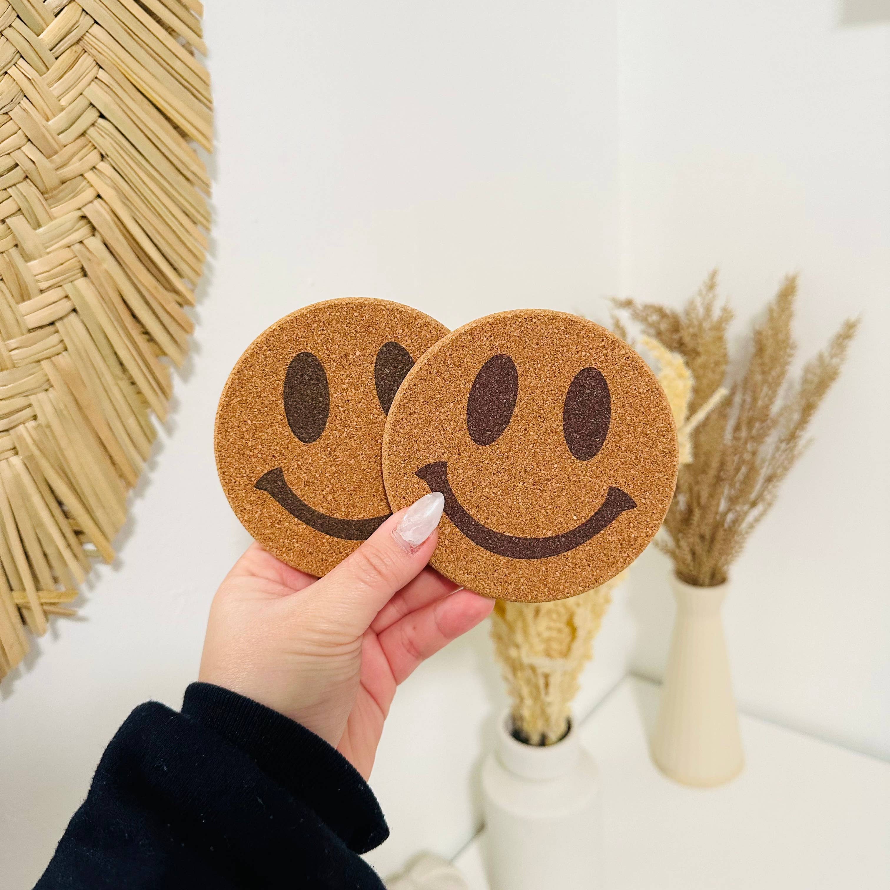 Drink Cork Coaster | Coffee Coaster | Smiley Face Coaster