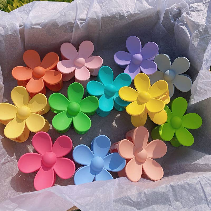 Pure color flower designed hair claw AHT163