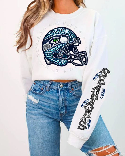 SEAHAWKS HELMENT CREWNECK