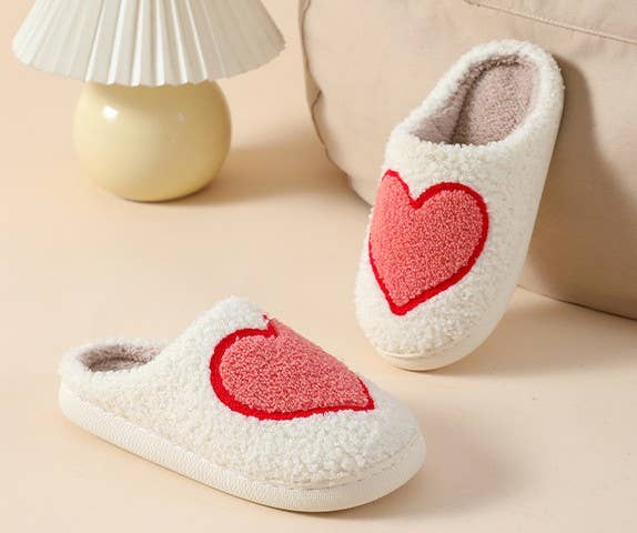 SOFT PLUSH SMILEY RAINBOW WARM SLIPPERS