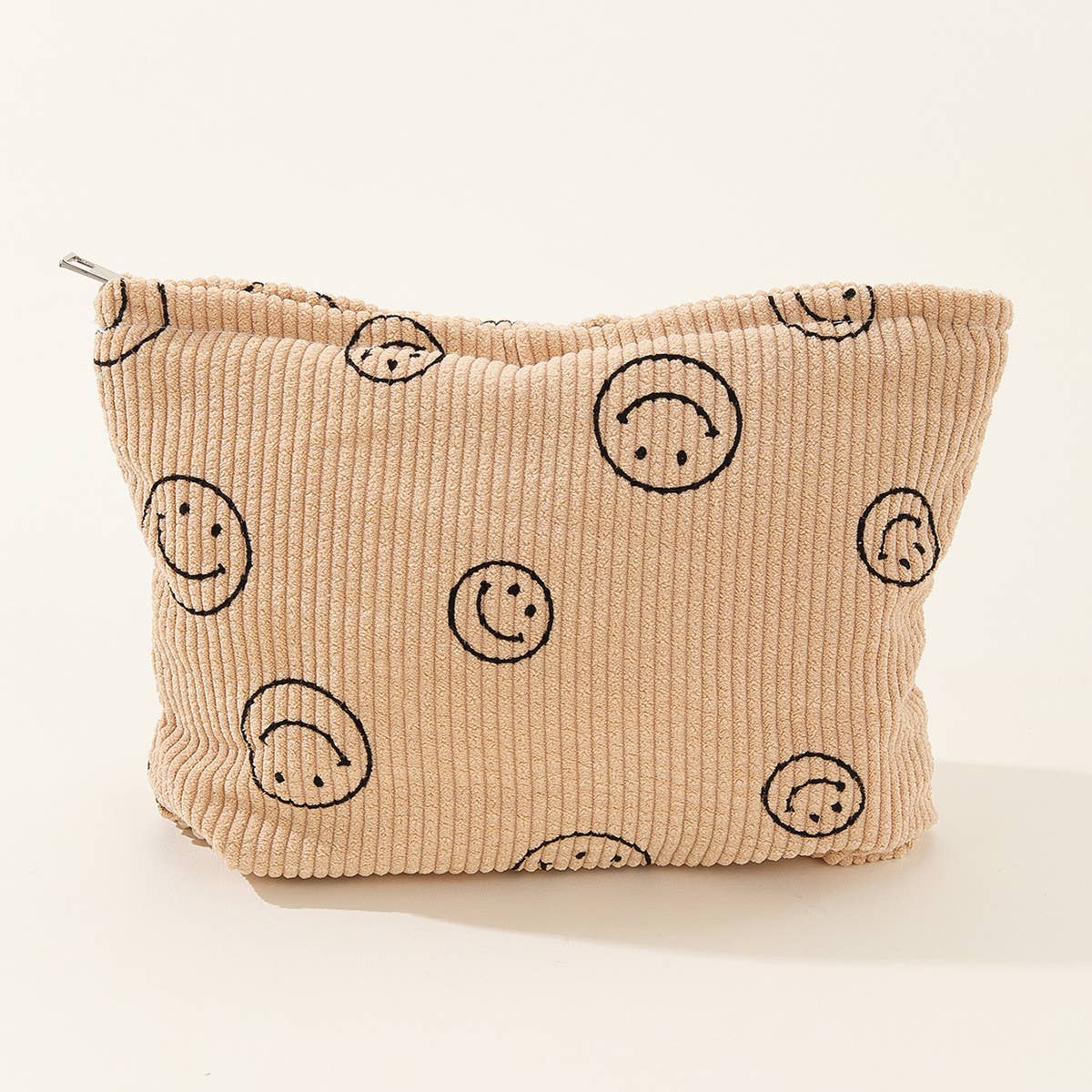 SIMPLE SMILEY FACE LARGE COSMETIC BAG