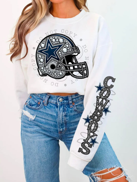 COWBOYS HELMENT CREWNECK