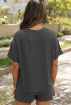 Ribbed Textured Knit Loose Fit Tee & Short set