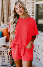 Ribbed Textured Knit Loose Fit Tee & Short set