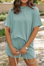 Ribbed Textured Knit Loose Fit Tee & Short set