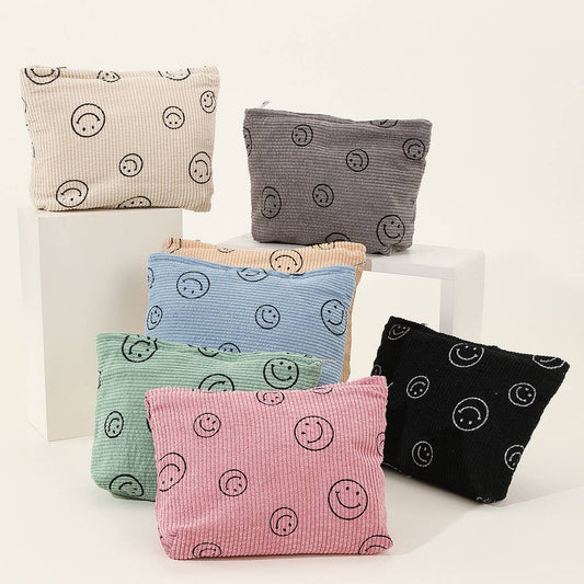 SIMPLE SMILEY FACE LARGE COSMETIC BAG