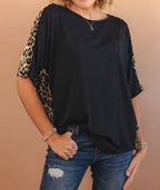 Leopard Dolman Sleeve Knit Top