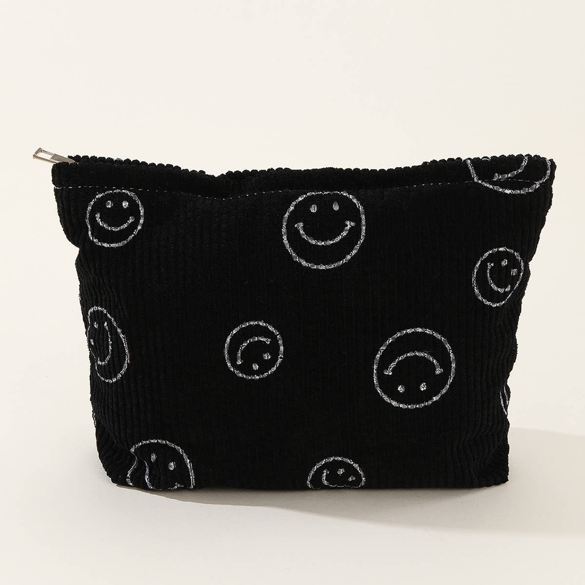 SIMPLE SMILEY FACE LARGE COSMETIC BAG