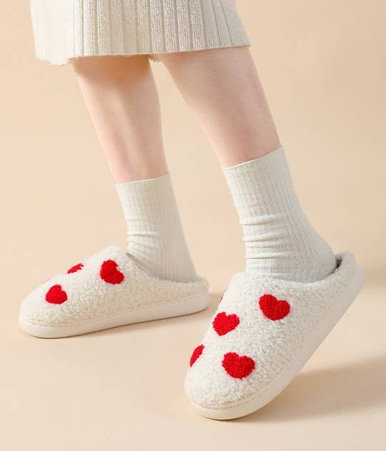 SOFT PLUSH SMILEY RAINBOW WARM SLIPPERS