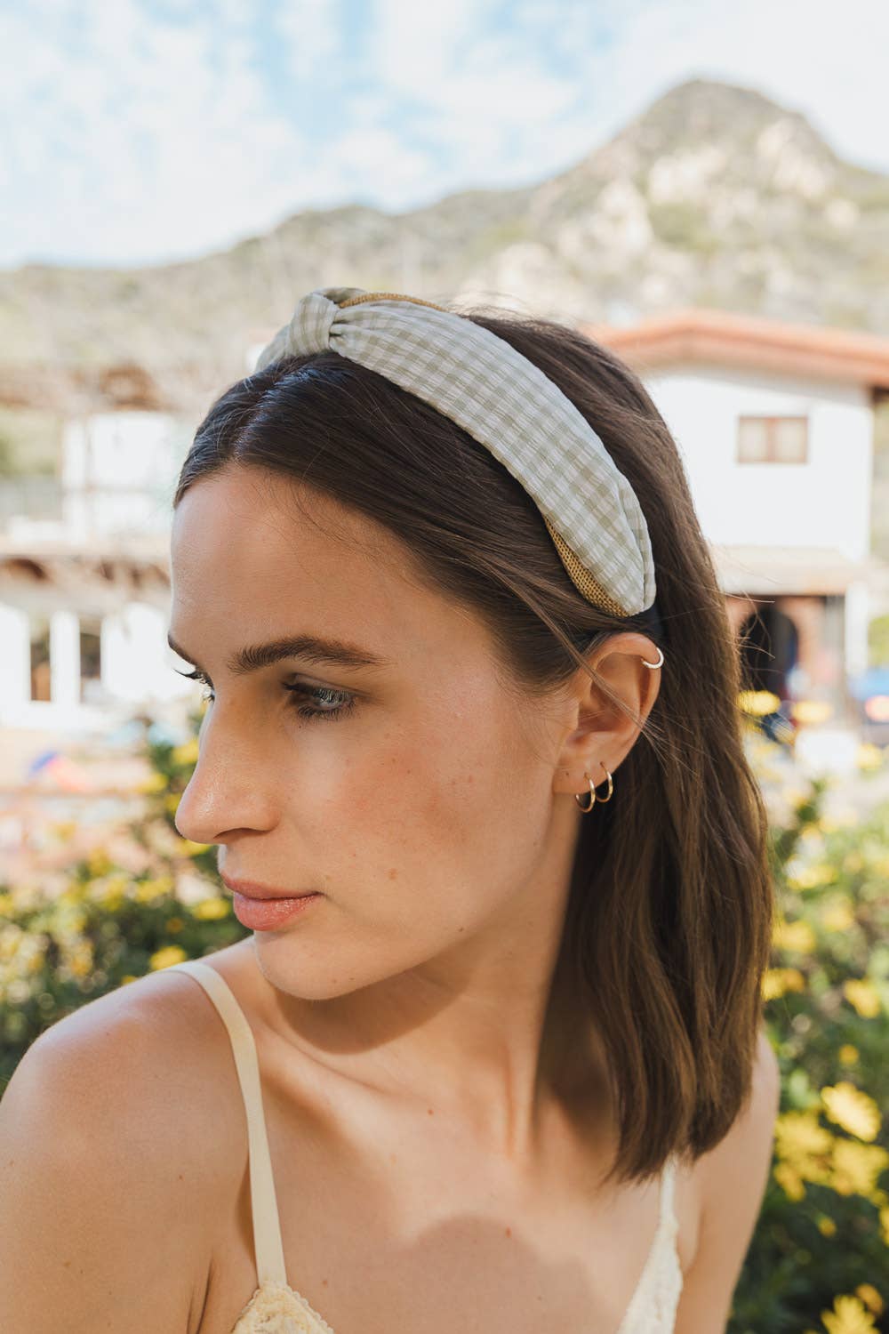 Gingham Pique Woven Knot Headband 🌼