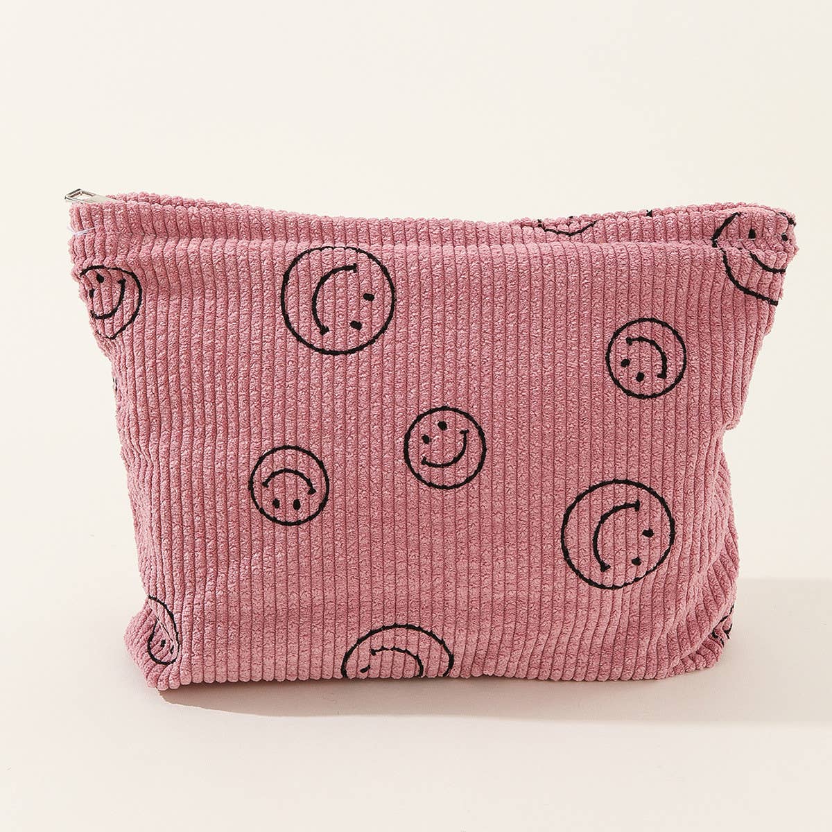 SIMPLE SMILEY FACE LARGE COSMETIC BAG