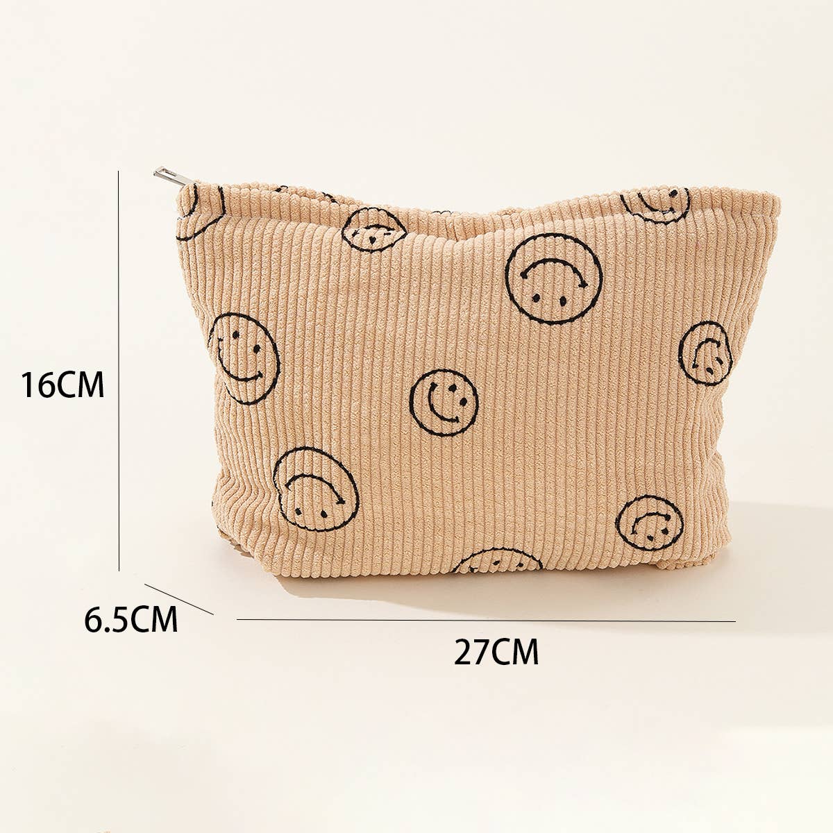 SIMPLE SMILEY FACE LARGE COSMETIC BAG