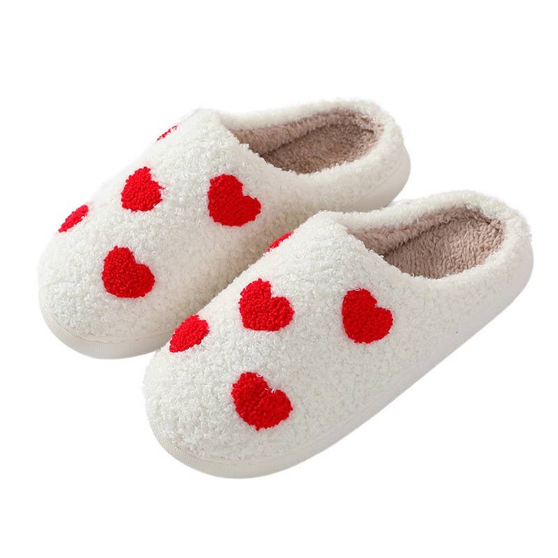 SOFT PLUSH SMILEY RAINBOW WARM SLIPPERS