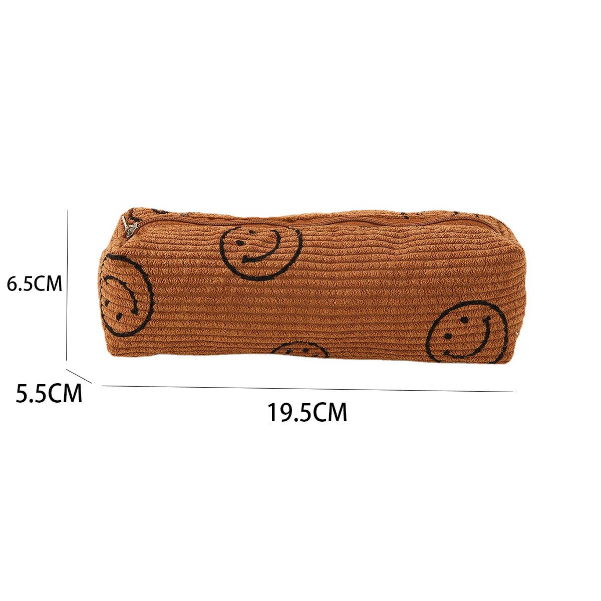 PORTABLE SMILING CORDUROY PENCIL CASE COSMETIC BAG