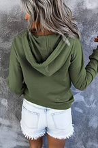 LONG-SLEEVE LOOSE HOODED DRAWSTRING POCKET HOODIE